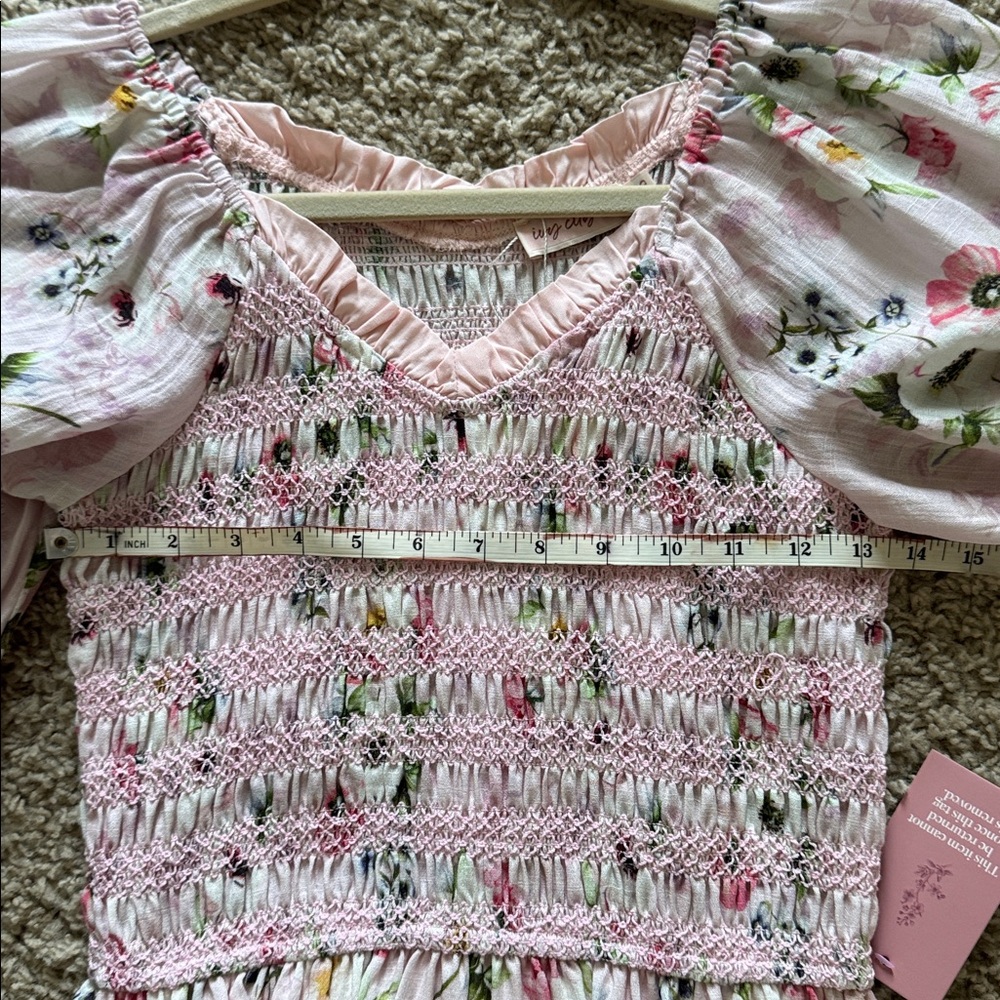 NWT Ivy City Co Pink Floral Smocked Roselyn Midi Dress XS - Picture 11 of 12